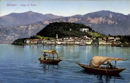 Ak Bellagio Lago di Como Lombardia, Wasserpartie, Ruderboote