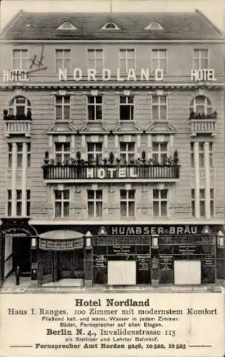 Ak Berlin Mitte, Hotel Nordland, Invalidenstraße 115, Humbser-Bräu