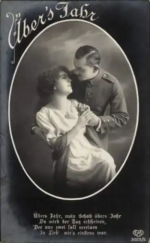 Ak Über's Jahr da wird der Tag erscheinen, Soldatenliebe, Liebespaar