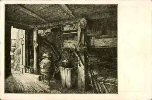 Künstler Ak Unterstand an der Front, I WK
