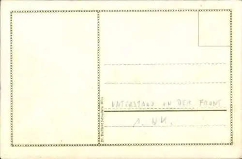 Künstler Ak Unterstand an der Front, I WK