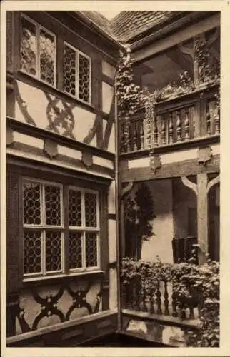 Ak Rothenburg ob der Tauber Mittelfranken, Hof im Baumeisterhaus