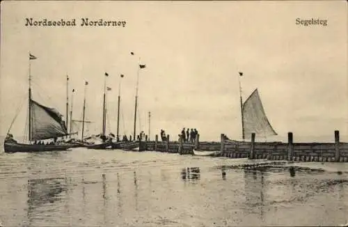 Ak Norderney, Segelboote, Segelsteg