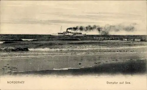 Ak Norderney, Dampfer auf See