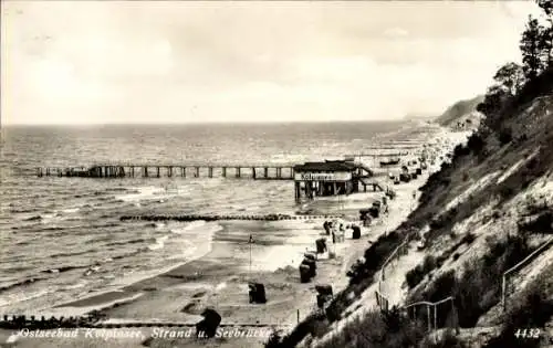 Ak Ostseebad Kölpinsee auf Usedom, Strand, Seebrücke