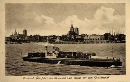 Ak Stralsund in Vorpommern, Überfahrt von Stralsund nach Rügen mit dem Trajektschiff