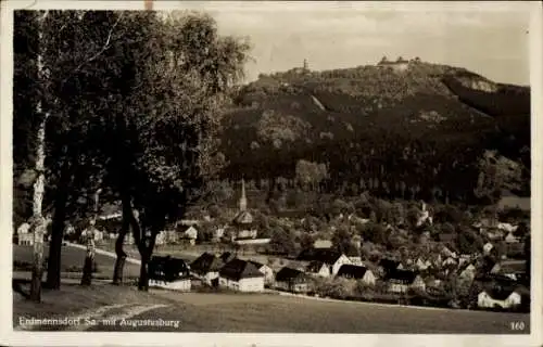 Ak Erdmannsdorf Augustusburg im Erzgebirge, Totalansicht mit Schloss, Berg, Kirche