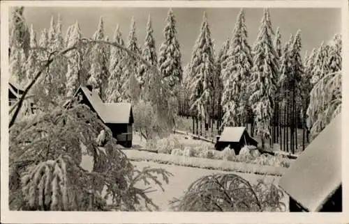 Ak Oberbärenburg Altenberg im Erzgebirge, Teilansicht, Winter