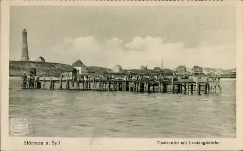 Ak Hörnum auf Sylt, Landunsgbrücke, Leuchtturm