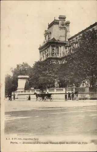 Ak Paris IV, Statue von Étienne Marcel, Quai de l’Hôtel de Ville