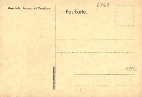 Künstler Ak Meerholz Gelnhausen in Hessen, Rathaus, Wartturm