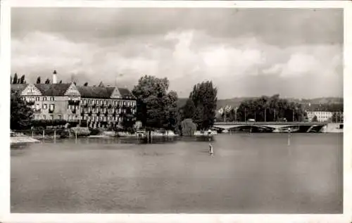 Ak Konstanz am Bodensee, Insel-Hotel mit Rheinbrücke