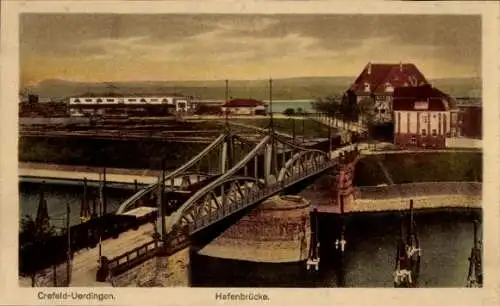 Ak Krefeld Uerdingen am Niederrhein, Hafenbrücke
