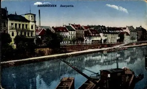 Ak Saarbrücken im Saarland, Teilansicht an der Saar