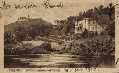 Künstler Ak Lutherstadt Eisenach in Thüringen, Wartburg, Reuters Landhaus