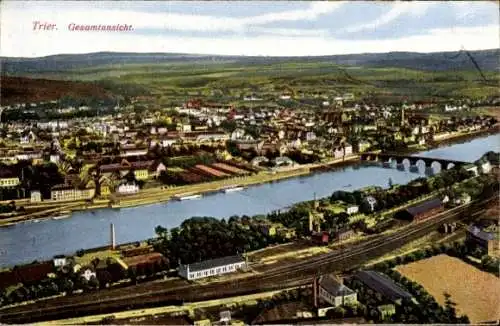 Ak Trier an der Mosel, Gesamtansicht, Brücke