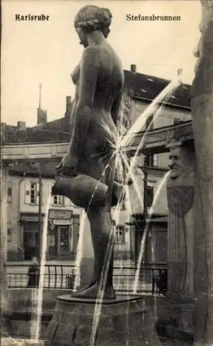 Ak Karlsruhe in Baden, Stefansbrunnen