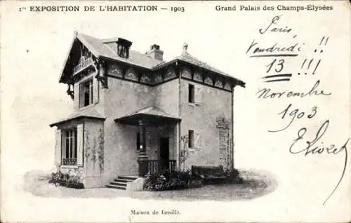 Ak Paris VIII, Grand Palais des Champs Élysée, Expo 1903, Einfamilienhaus