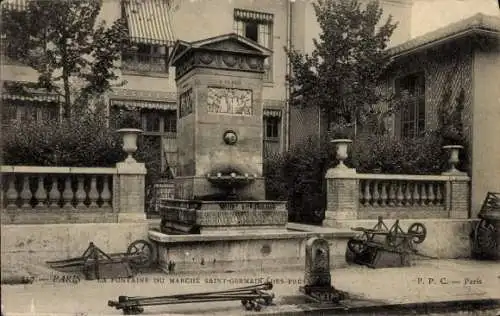 Ak Paris VI, Saint Germain des Prés, La Fontaine du Marche