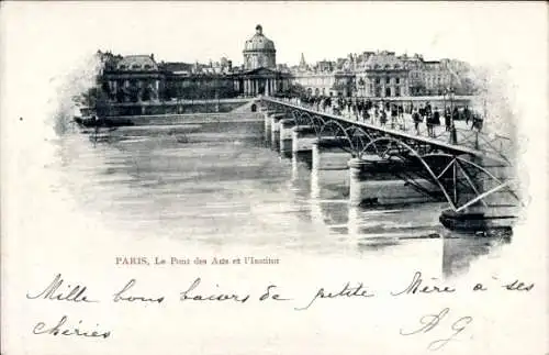 Ak Paris I, Pont des Arts, l'Institut