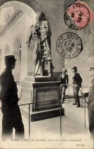 Ak Paris VII, Hotel des Invalides, Statue du General Daumesnil