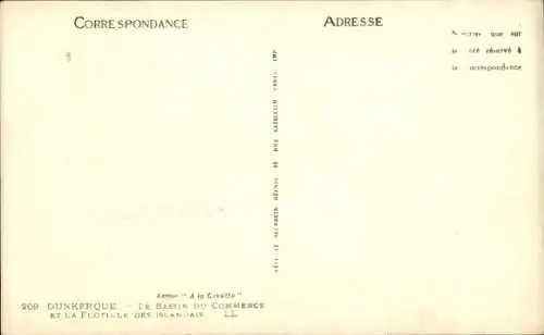 Ak Dunkerque Dünkirchen Nord, Le Bassin du Commerce et la Flotille des Islandais