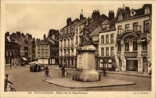 Ak Dunkerque Dünkirchen Nord, Place de la Republique, A la Civette