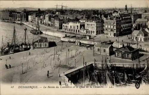 Ak Dunkerque Dünkirchen Nord, Le Bassin du Commerce et le Quai de la Citadelle