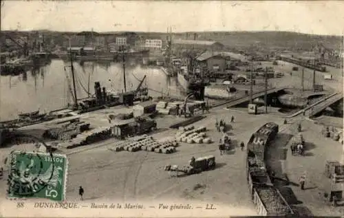 Ak Dunkerque Nord, Bassin de la Marine, Vue generale