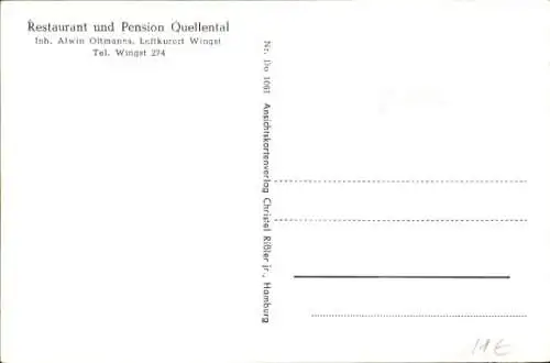 Ak Wingst in Niedersachsen, Restaurant und Pension Quellental