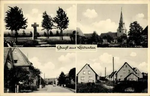 Ak Dörnten Liebenburg, Ehrenmal, Kirche, Dorfstraße, Siedlung