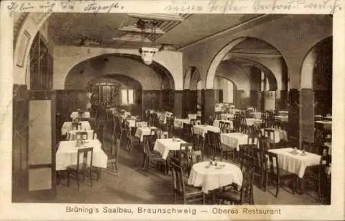 Ak Braunschweig in Niedersachsen, Brüning's Saalbau, Oberes Restaurant