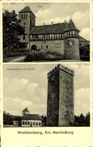 Ak Silium Holle in Niedersachsen, Burg Wohldenberg, Aussichtsturm, Kirche