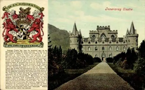 Wappen Ak Inveraray Schottland, Inveraray Castle, Geschichte