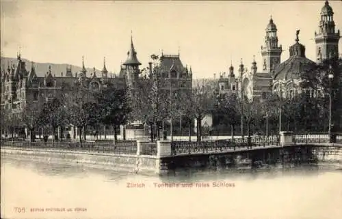 Ak Zürich Stadt Schweiz, Tonhalle und rotes Schloss