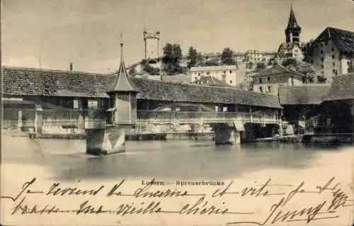 Ak Luzern Stadt Schweiz, Spreuerbrücke