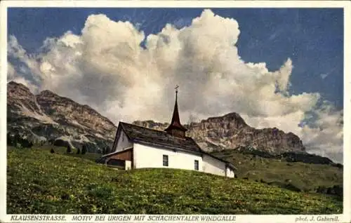 Ak Unterschächen Kanton Uri Schweiz, Posthaus Urigen, Klausenstraße, Schachentaler Windgalle