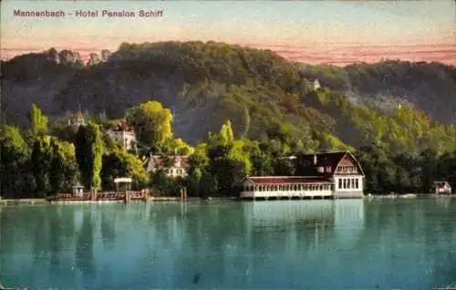 Ak Mannenbach Kanton Thurgau, Hotel Pension Schiff