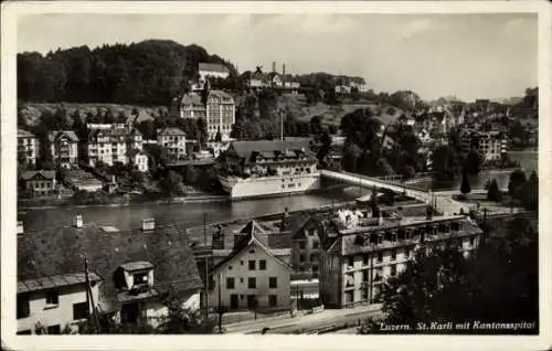 Ak Luzern Stadt Schweiz, St. Karli mit Kantonsspital