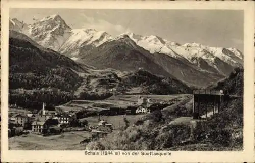 Ak Scuol Schuls Kt. Graubünden Schweiz, Blick von der Suottasquelle