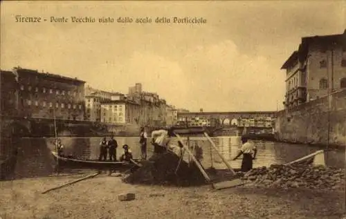 Ak Firenze Florenz Toscana, Ponte Vecchio vista dalla scala dalla Porticciola