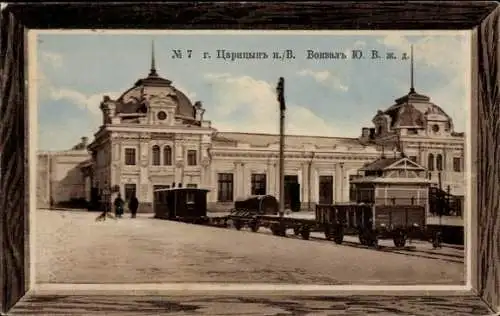 Passepartout Ak Zarizyn Wolgograd Russland, Bahnhof