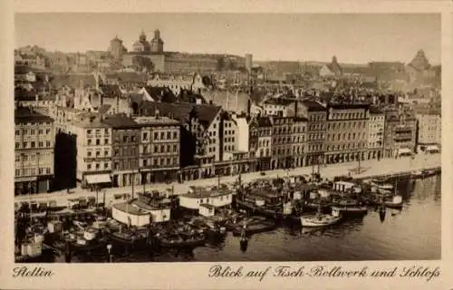 Ganzsachen Ak Szczecin Stettin Pommern, Fisch-Bollwerk und Schloss, PP 113 F 1 03