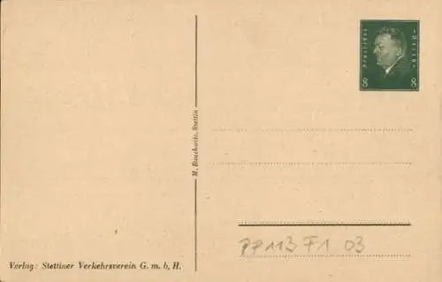 Ganzsachen Ak Szczecin Stettin Pommern, Fisch-Bollwerk und Schloss, PP 113 F 1 03