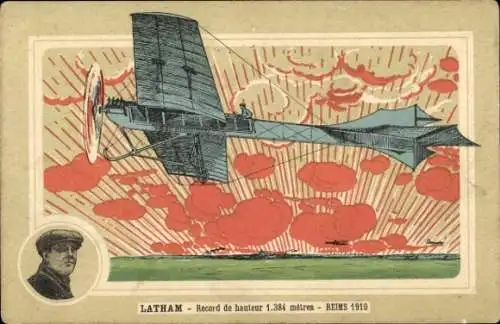 Ak Aviation, Reims 1910, Latham, Höhenrekord 1.384 Meter