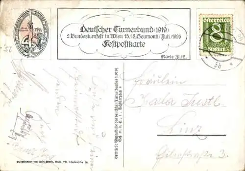 Ak Wien, Deutscher Turnerbund 1919, 2. Bundesturnfest 1926