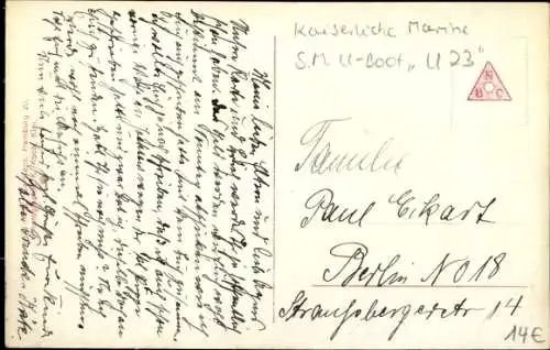 Ak Deutsches U-Boot SM U 23, Kaiserliche Marine