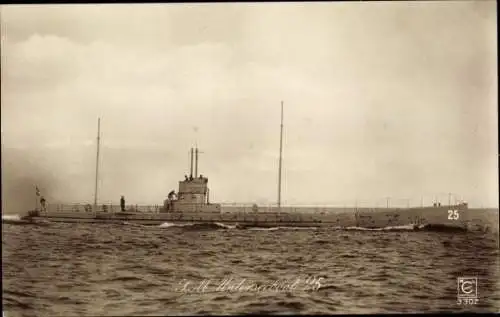 Ak Deutsches U-Boot U 25, Kaiserliche Marine, Germaniawerft
