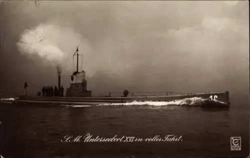 Ak Deutsches U Boot, SM U XVI in  voller Fahrt