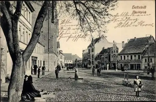 Ak Hettstedt im Südharz, Marktplatz, Warenhandlung